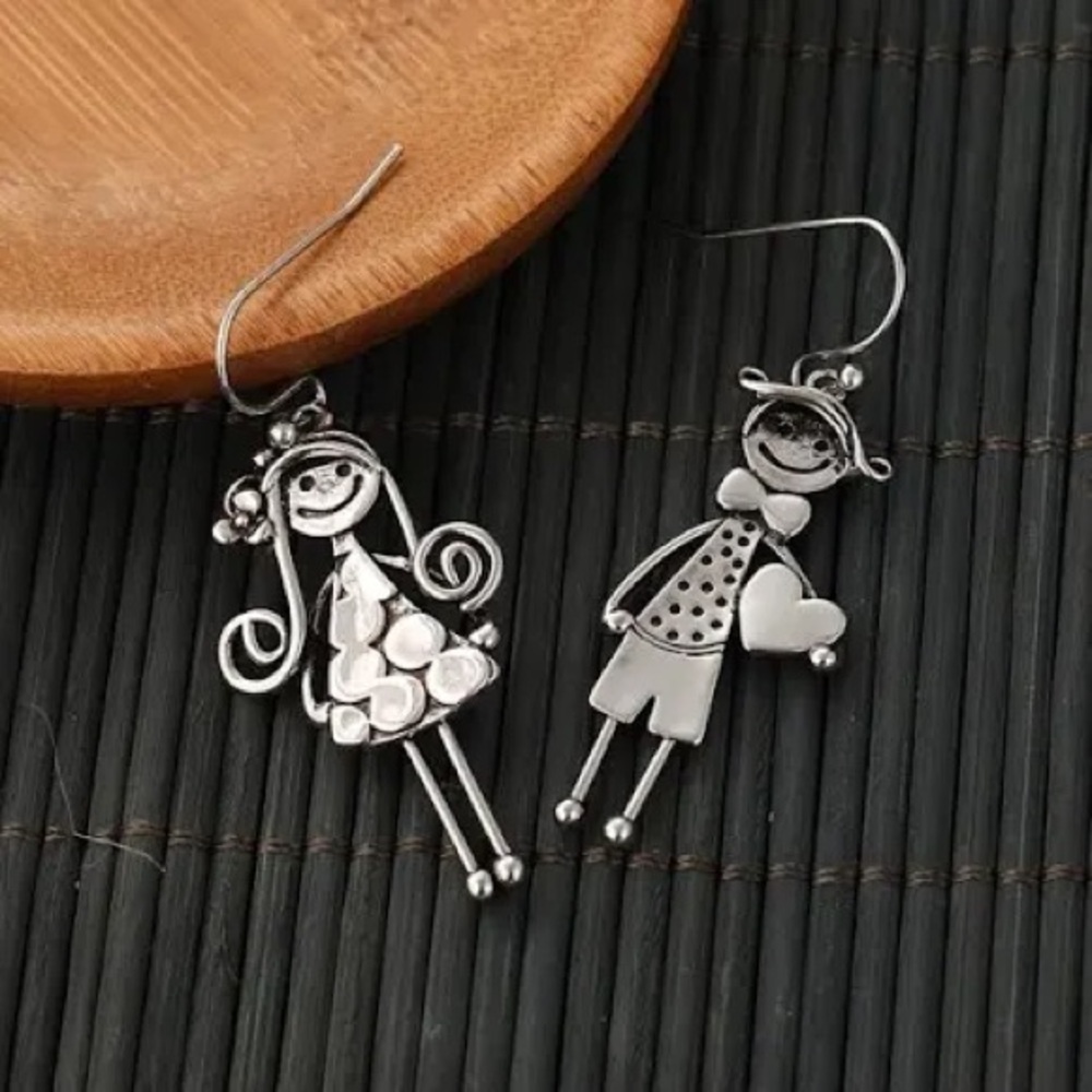 Playful Silver Jewelry Earrings with Whimsical Design